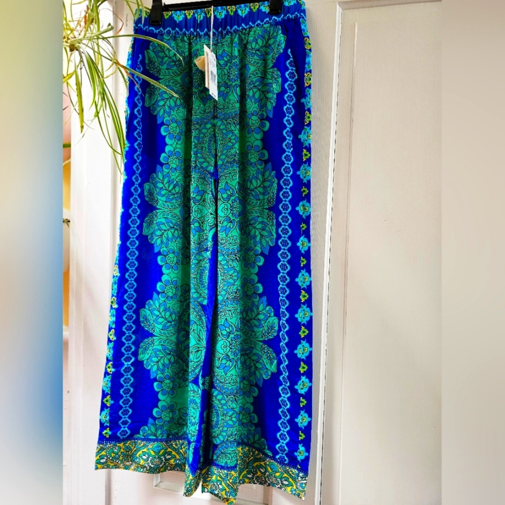  Johhny was Silk Wide Leg Pull-On Pants